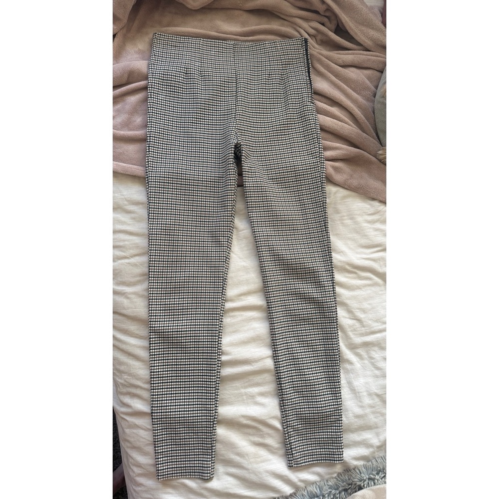 ZARA Women's Skinny Gingham Pants - Black Large